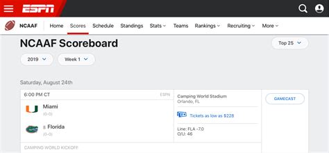 espncollegefootballscores|college scores espn scoreboard today.